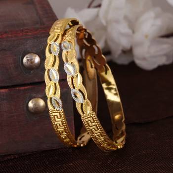 Sukai Jewels Ethnic Traditional Festive Wear Simple Design Gold Plated Bangle for Women and Girls (Pack of 2)   3