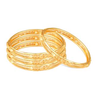 Sukai Jewels Ethnic Traditional Festive Wear Design Gold Pated Bangle for Women and Girls (Pack of 4) 1