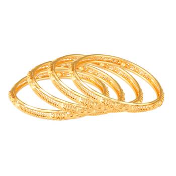 Sukai Jewels Ethnic Traditional Festive Wear Design Gold Pated Bangle for Women and Girls (Pack of 4) 2