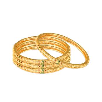 Sukai Jewels Ethnic Traditional Festive Wear Gold Plated Bangles for Women and Girls (Pack of 4) 1