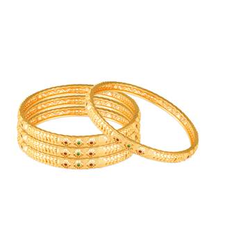 Sukai Jewels Ethnic Design Festive Wear Gold Plated Bangles for Women and Girls   1