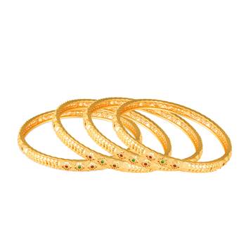 Sukai Jewels Ethnic Design Festive Wear Gold Plated Bangles for Women and Girls   2