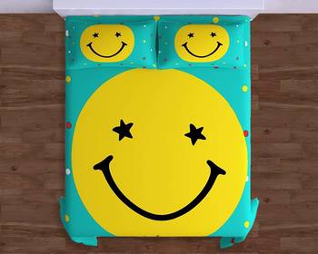 New Design Pure Cotton Double Bedsheet, Smile Print Double Bedsheet with matching Pillow covers. 2