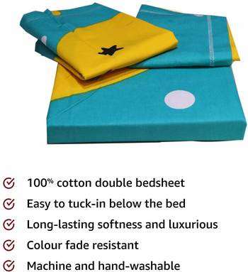 New Design Pure Cotton Double Bedsheet, Smile Print Double Bedsheet with matching Pillow covers. 3