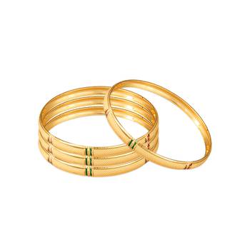Sukai Jewels Ethnic Traditional Wear Gold Plated Bangles for Women and Girls (Pack of 4)  1