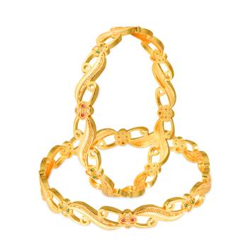 Sukai Jewels Ethnic Traditional Festive Wear Gold Plated Bangles for Women and Girls (Pack of 2) 1