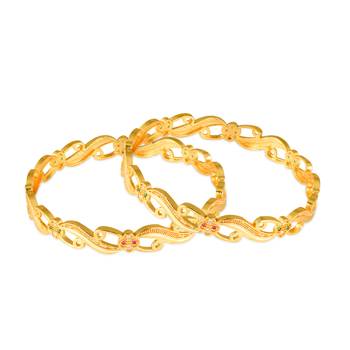 Sukai Jewels Ethnic Traditional Festive Wear Gold Plated Bangles for Women and Girls (Pack of 2) 2