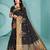 Black Color Embroidered Cotton Silk Stone Work Saree With Unstitched Blouse Piece