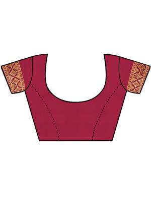 Magenta Woven Silk Blend Saree With Blouse 5