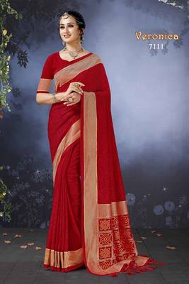 Banarsi Art Silk Saree With Zari Border Work 1