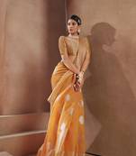Orange woven silk saree with blouse