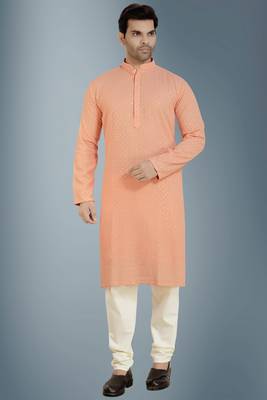 Pink embroidered pure georgette kurta-pajama 1