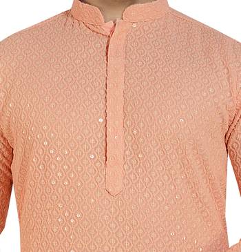 Pink embroidered pure georgette kurta-pajama 2