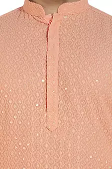 Pink embroidered pure georgette kurta-pajama
