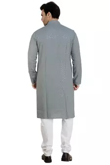Silver embroidered pure georgette kurta-pajama