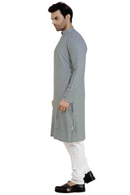 Silver embroidered pure georgette kurta-pajama 3