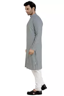 Silver embroidered pure georgette kurta-pajama