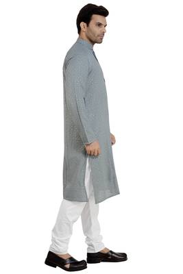 Silver embroidered pure georgette kurta-pajama 4