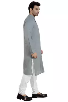 Silver embroidered pure georgette kurta-pajama