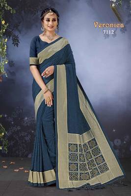 Art Silk Saree With Zari Border Work 1
