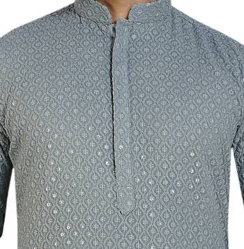 Silver embroidered pure georgette kurta-pajama 5