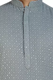 Silver embroidered pure georgette kurta-pajama