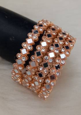 Rose Gold Mirror Style Latest 2.6 inch Designer 4pc Bangle Set 1