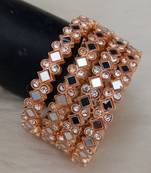 Rose Gold Mirror Style Latest 2.6 inch Designer 4pc Bangle Set