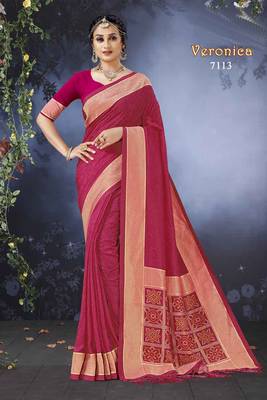 Art Silk Saree With Zari Border Work 1