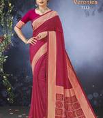 Art Silk Saree With Zari Border Work