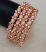 Rose Gold Pink Green CZ Designer Premium Quality 2.6 inch 4pc Bangle Set
