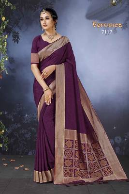 Art Silk Saree With Zari Border Work 1