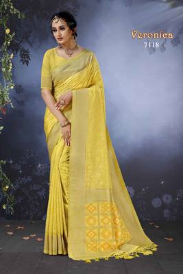 Art Silk Saree With Zari Border Work 1