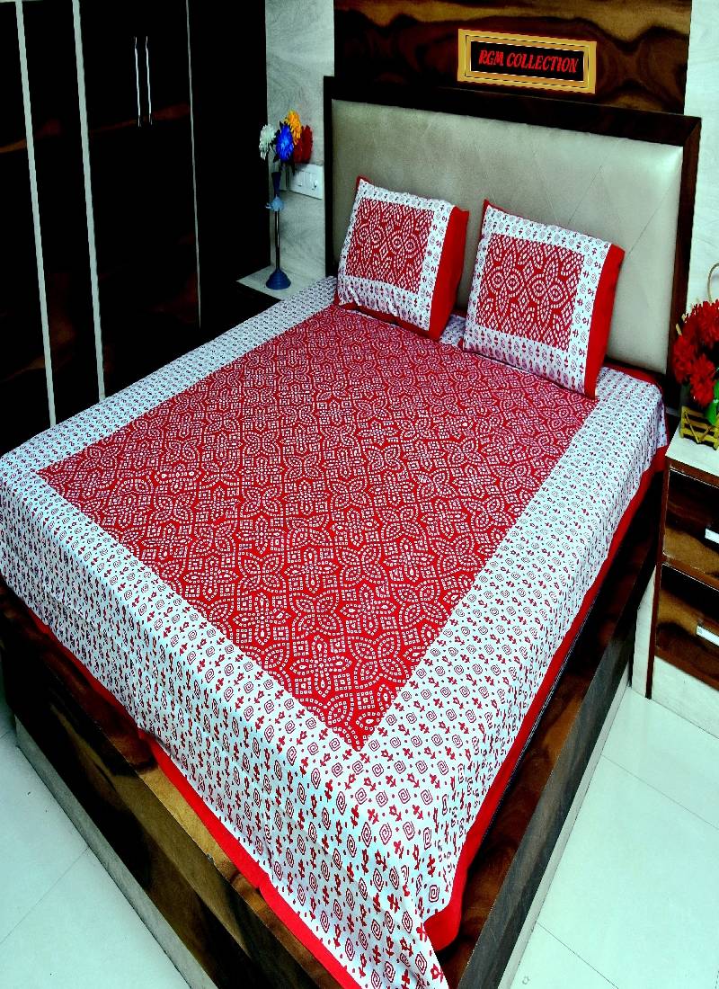 sanganeri printed double bedsheet