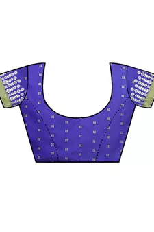 Blue Woven Cotton Saree With Blouse
