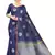 Navy Blue Woven Cotton Saree With Blouse
