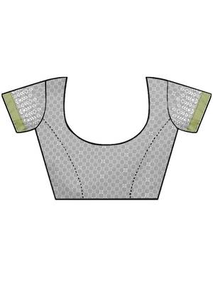 Grey woven cotton saree with blouse 5