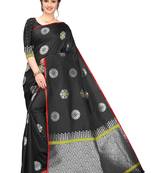 Black Woven Cotton Saree With Blouse