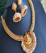 Beautiful Antique Pearl Cluster Lakshmi Necklace Set-dj07490