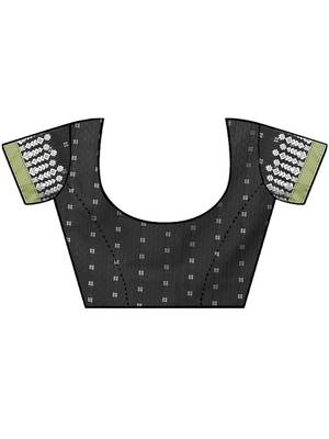 Black Woven Cotton Saree With Blouse 5