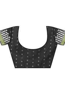 Black Woven Cotton Saree With Blouse