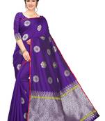 Purple Woven Cotton Saree With Blouse