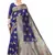 Dark Blue Woven Cotton Saree With Blouse