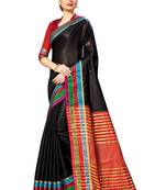 Black Woven Cotton Silk
 Saree With Blouse