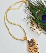 Beautiful Gold Tone Royal Blue Peacock Necklace Set-dj07535