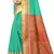Turquoise Woven Cotton Silk
 Saree With Blouse