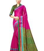 Pink woven cotton silk
 saree with blouse