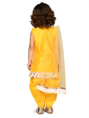 Yellow Kurta & Dhoti With Embroidery With Dupatta 2