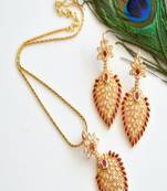 Beautiful Antique Gold Tone Ruby Necklace Set-dj07606