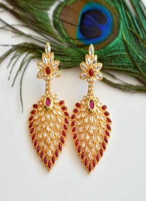 Beautiful Antique Gold Tone Ruby Necklace Set-dj07606 2